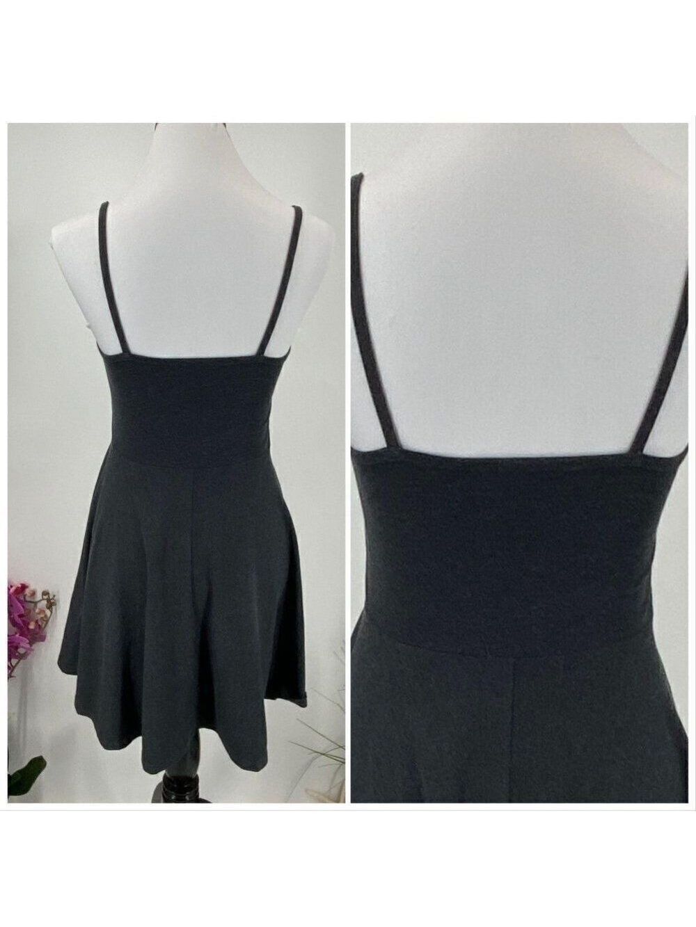 Divided Grey Strappy Sun Dress Fit & Flare Gray Knit Small - Picture 4 of 5